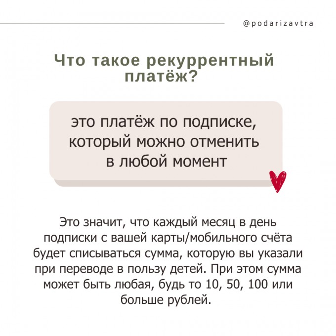 Небольшие, но важные: рекуррентные пожертвования