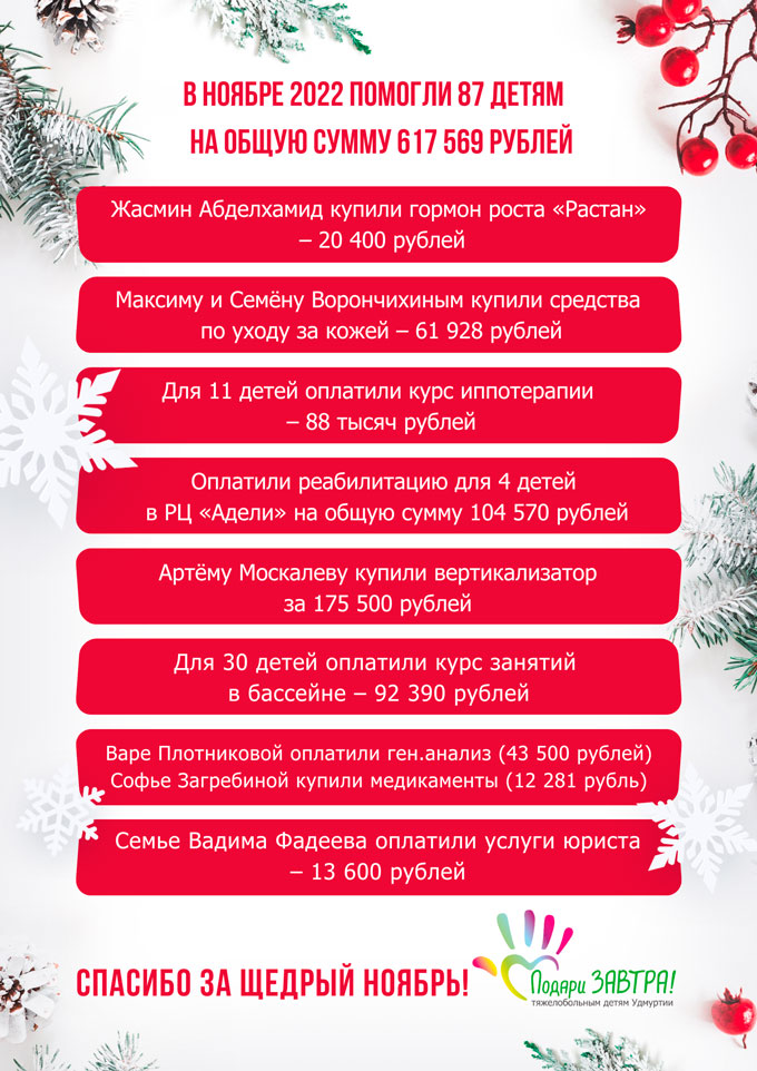 Как мы помогали детям в ноябре