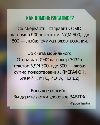 Срочный сбор для Василисы Папуловой